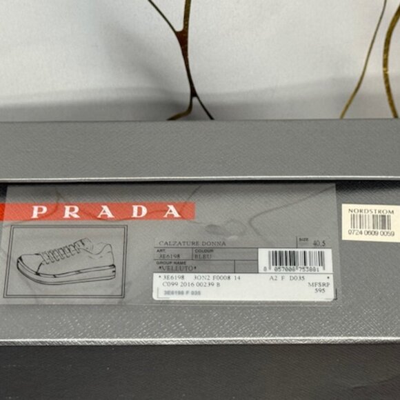 Prada Calzature Donna “Downtown” Trainers – Bleu Velvet – Size 40.5 - Picture 5 of 5